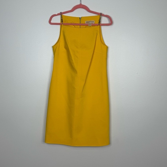 Michael Kors Yellow Apron Chain Strap Mini Dress Size 4 - Picture 2 of 8